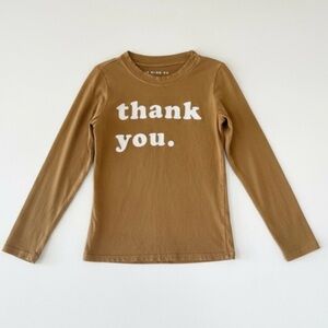 The Ever Co “Thank You” Graphic Tee | 4-5Y | Earthy Brown Long Sleeve Shirt